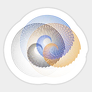 3 spirals blue and orange and black overlapping Sticker